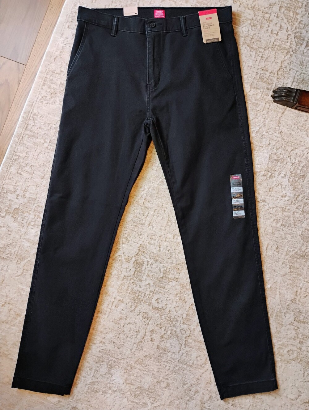 NWT 33x34 Levi's XX Chino Standard Taper Stretch Black Khaki Pants Tall NEW